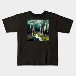A path through birch trees Kids T-Shirt